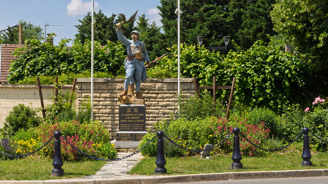 Memorial of all the French soldiers who died during WW1 and WW2 along the Somme in Cappy village in France