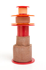 Elastic Medical Adhesive Bandage Rolls. It is flexible and breathable, for wound care supplies for sport injury support, first aid, and skin protection, isolated on white background.