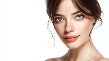 Fototapeta premium Italian woman beauty face and beauty skin for skin care product or beauty blocker on white background