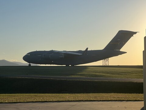 Boeing C-17 Globemaster III sitting in the Sun on Taxiway Alpha at KROA
