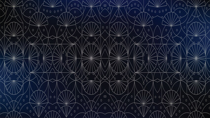 Art Deco Geometric Pattern Overlay Dark Blue Gradient
