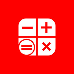 Simple Flat Style Math Symbol White Icon on Red Background