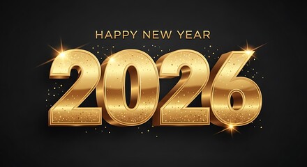 Golden Happy New Year 2026 design offers a festive greeting perfect for holiday promotions