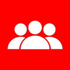 Simple Flat Design Teamwork Group Icon on Red Background Graphic