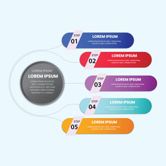 colorful and clean vector infographic design with 5 steps 