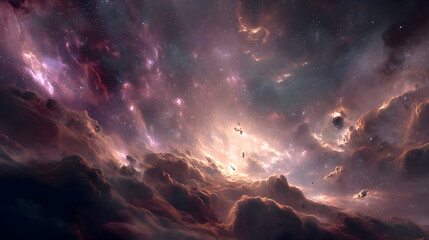 Fototapeta premium Cosmic Nebula: Celestial Clouds and Stellar Dust