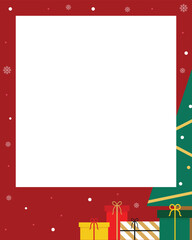 Minimalist Christmas Photo Frame with Gift Boxes and Christmas Tree