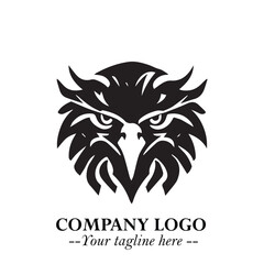 Majestic Head of Eagle Logo Symbol in Black on White Background with Bold Minimalist Design
