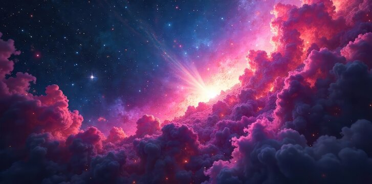 A vast, swirling nebula, possibly harboring unseen alien civilizations The colors are vibrant and mysterious, hinting at untold secrets within the cosmic dust , planets, space