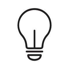 Simple line art icon of a traditional incandescent light bulb symbolizing ideas innovation and creativity vector