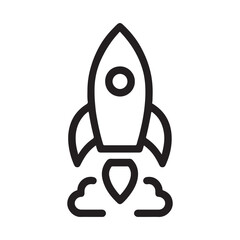 Rocket ship icon launching into space representing startup business growth and future innovation concept vector