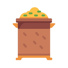 Stylized vector art of a large pot or container filled with food