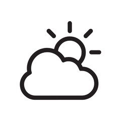 Sunny sky icon represents partly cloudy weather forecast and sunshine symbol for meteorology vector