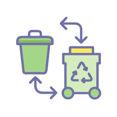 Circular Recycling Process with Two Green Bins on Black Background Depicted in Illustration