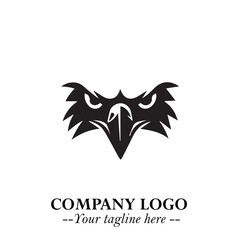 Majestic Head of Eagle Logo Symbol in Black on White Background with Bold Minimalist Design