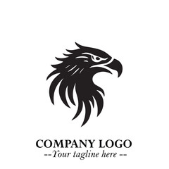 Majestic Head of Eagle Logo Symbol in Black on White Background with Bold Minimalist Design