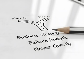 Business Strategy Decision Making Plan A Plan B Failure Analysis Concept Never Give Up Choice Path Fork Road Way Forward Pencil