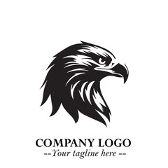 Majestic Head of Eagle Logo Symbol in Black on White Background with Bold Minimalist Design