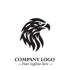 Majestic Head of Eagle Logo Symbol in Black on White Background with Bold Minimalist Design