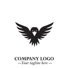 Majestic Head of Eagle Logo Symbol in Black on White Background with Bold Minimalist Design