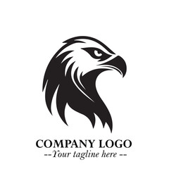 Majestic Head of Eagle Logo Symbol in Black on White Background with Bold Minimalist Design