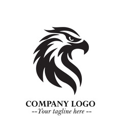 Majestic Head of Eagle Logo Symbol in Black on White Background with Bold Minimalist Design