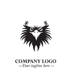 Majestic Head of Eagle Logo Symbol in Black on White Background with Bold Minimalist Design
