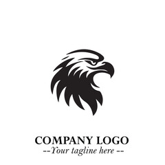 Obraz premium Majestic Head of Eagle Logo Symbol in Black on White Background with Bold Minimalist Design