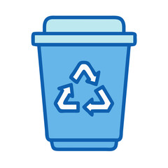 Blue recycle bin with white arrows for recycling concept vector illustration