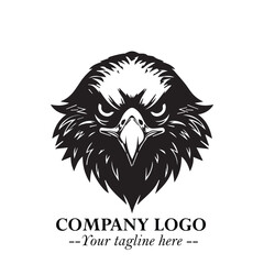 Majestic Head of Eagle Logo Symbol in Black on White Background with Bold Minimalist Design