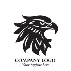 Fototapeta premium Majestic Head of Eagle Logo Symbol in Black on White Background with Bold Minimalist Design