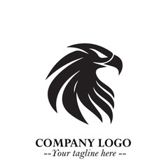 Majestic Head of Eagle Logo Symbol in Black on White Background with Bold Minimalist Design