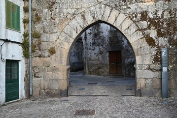 old door in the old streets of guarda in Portugal