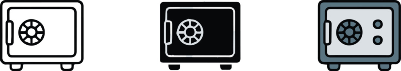 minimal safe icon vector set vault lock symbol flat and colored variations for ui