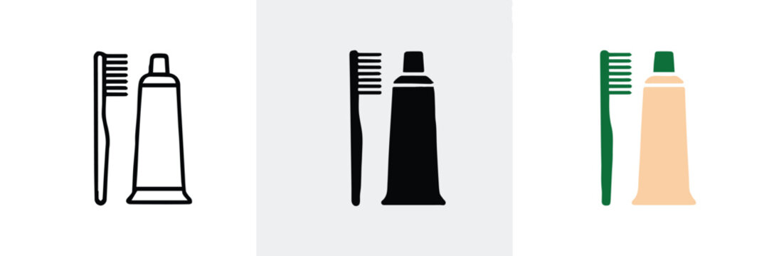 minimal toothbrush toothpaste icon set ai eps svg png for dental hygiene branding and web use
