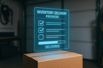 Inventory delivery progress with status update enhances shipping and logistics concept clarity