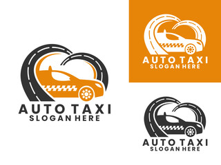 Love Taxi logo design. Auto taxi with asphalt road love logo design vector template © Febrian