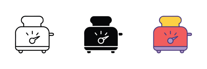 kitchen appliance vector pack toaster icons with browning dial control three stage toast color variations scalable ai eps jpeg png