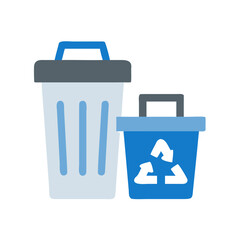Illustration of two recycle bins of different sizes on a black background