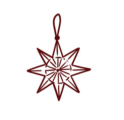 Original hand-drawn Merry Christmas illustration with a minimalist Christmas ornament. Illustrations for posters, cards, and graphic design.