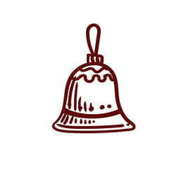 Original hand-drawn Merry Christmas illustration with a minimalist Christmas ornament. Illustrations for posters, cards, and graphic design.