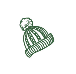 Original hand-drawn Merry Christmas illustration with a minimalist Christmas hat. Illustrations for posters, cards, and graphic design.