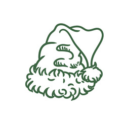 Original hand-drawn Merry Christmas illustration with a minimalist Christmas hat. Illustrations for posters, cards, and graphic design.