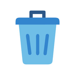 Illustration of a blue trash can, a symbol of waste and removal