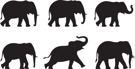 minimal elephant silhouette pack vector icons for branding and learning