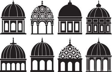 historic dome silhouettes pack eight ornamental architectural vectors for editorial and design