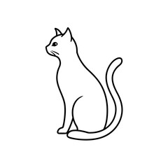 Outline of a seated feline pet on transparent background