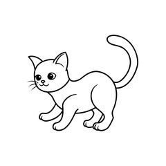 Cartoon cat standing outline style on transparent background