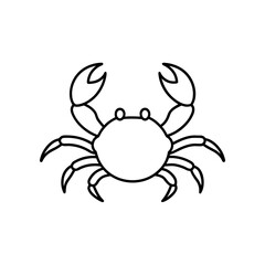 Outline drawing of a cute crab on transparent background