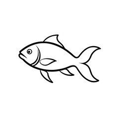 Simple outline drawing of a fish on transparent background